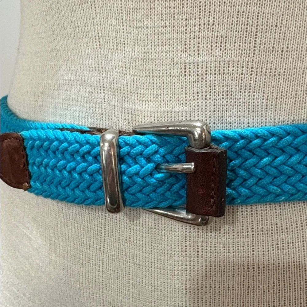 The Limited sz M/L turquoise woven cloth and leather belt